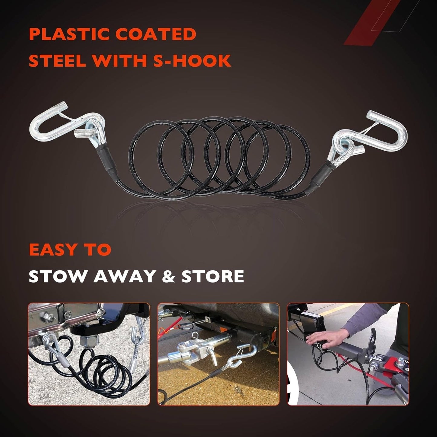 Blue Ox Pair of Class 3 Steel 7 Ft 7,500 lb Towing Safety Cables BX88196