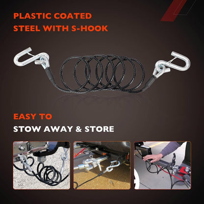 Blue Ox Pair of Class 3 Steel 7 Ft 7,500 lb Towing Safety Cables BX88196