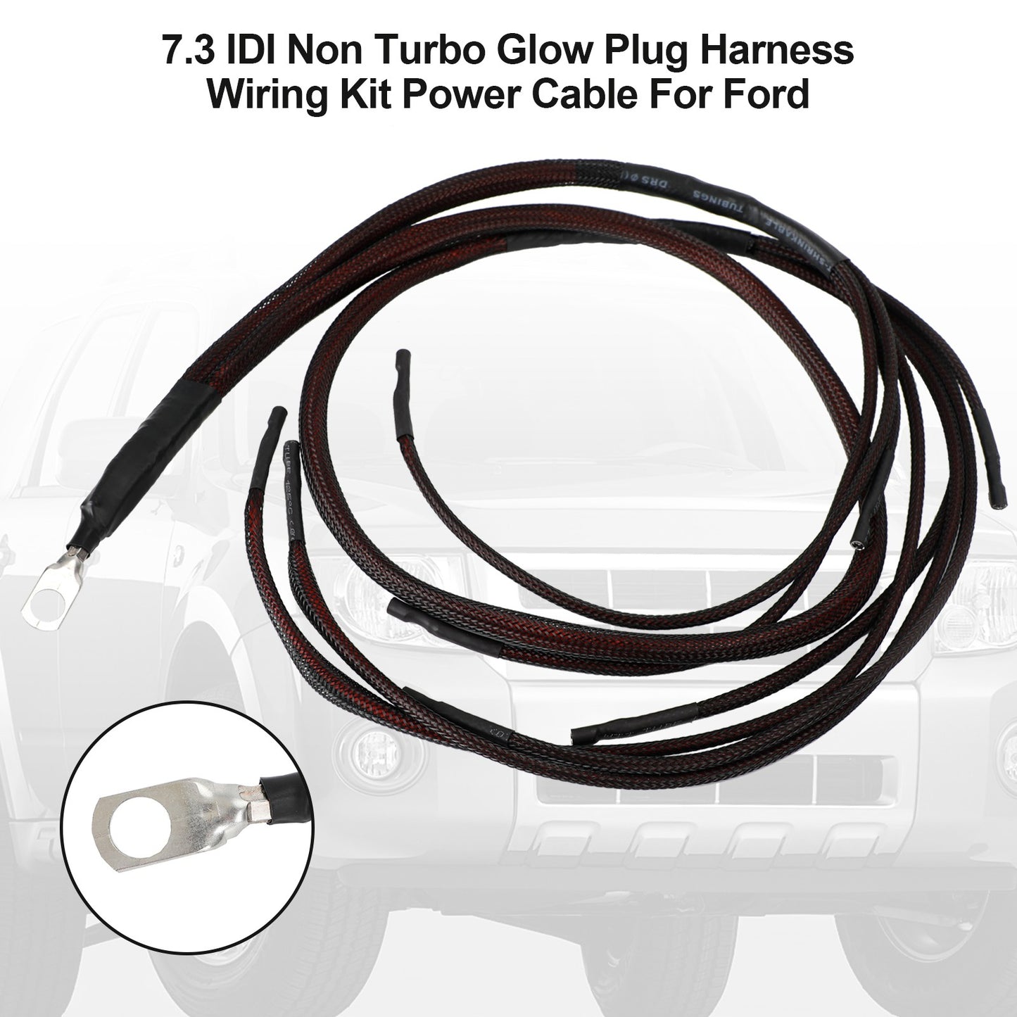 7.3 IDI Non Turbo Glow Plug Harness Wiring Kit Power Cable For Ford black