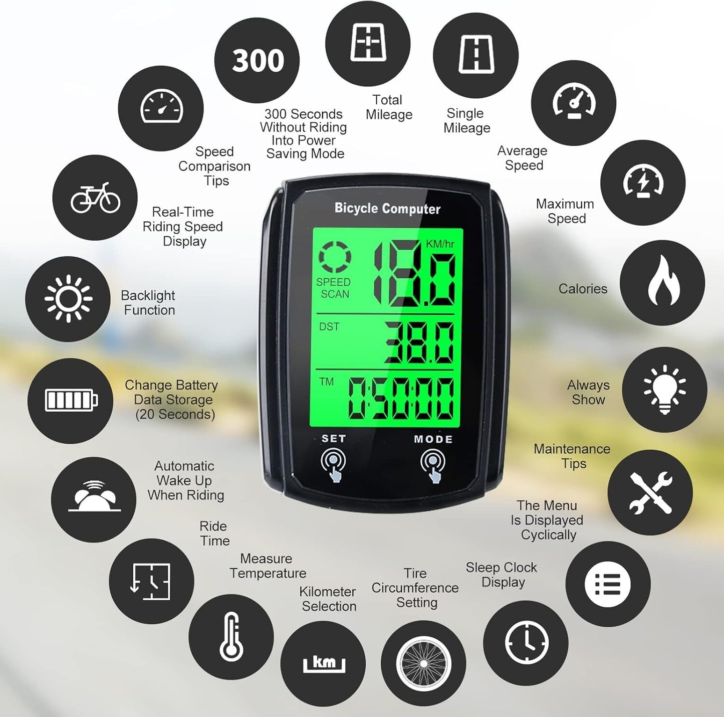 LCD Digital Bicycle Computer Bike Backlight Speedometer Odometer Waterproof