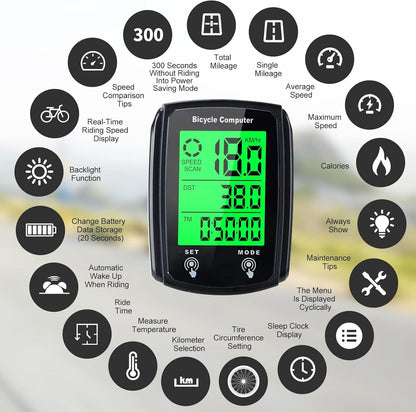 LCD Digital Bicycle Computer Bike Backlight Speedometer Odometer Waterproof