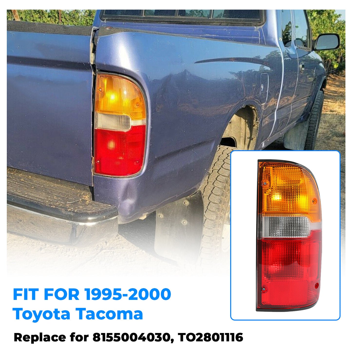 Solid Spare Passenger Side Tail Light Lamp w/Bulb For Toyota Tacoma 1995-2000 Right DOT/SAE