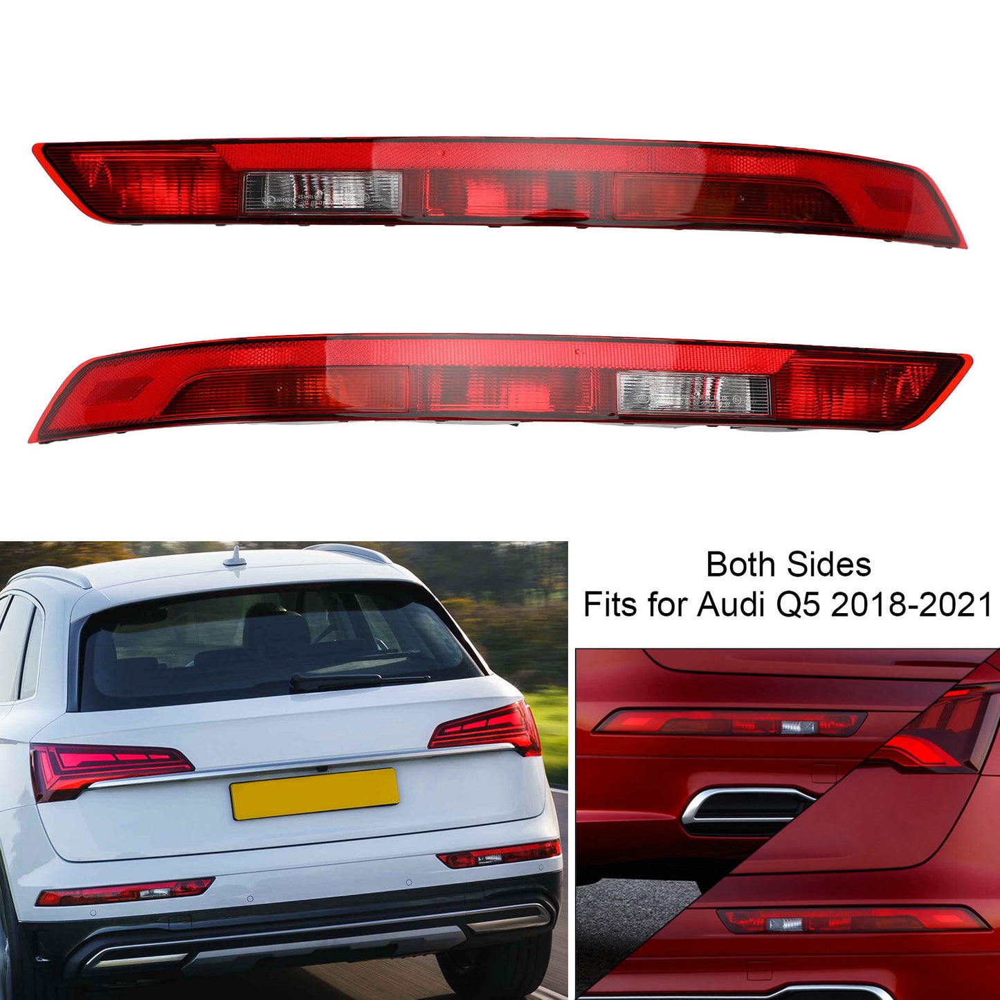 Pair Rear Bumper Lower Tail Light Brake Stop Lamp USA For Audi Q5 18-21