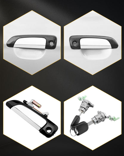 4X Exterior Front Rear Door Handles w/ Lock Cylinder & Key Fit 01-05 Honda Civic