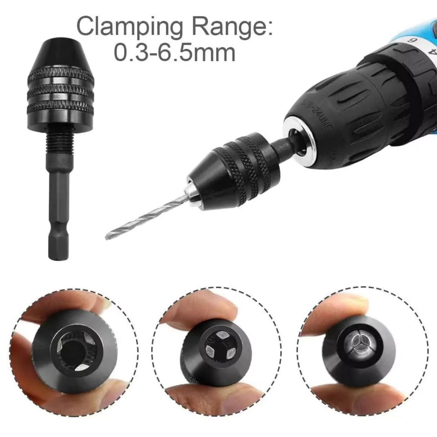 4x 1/4" Hex Shank Keyless Drill Chuck Conversion Adapter Bit Quick Change Driver