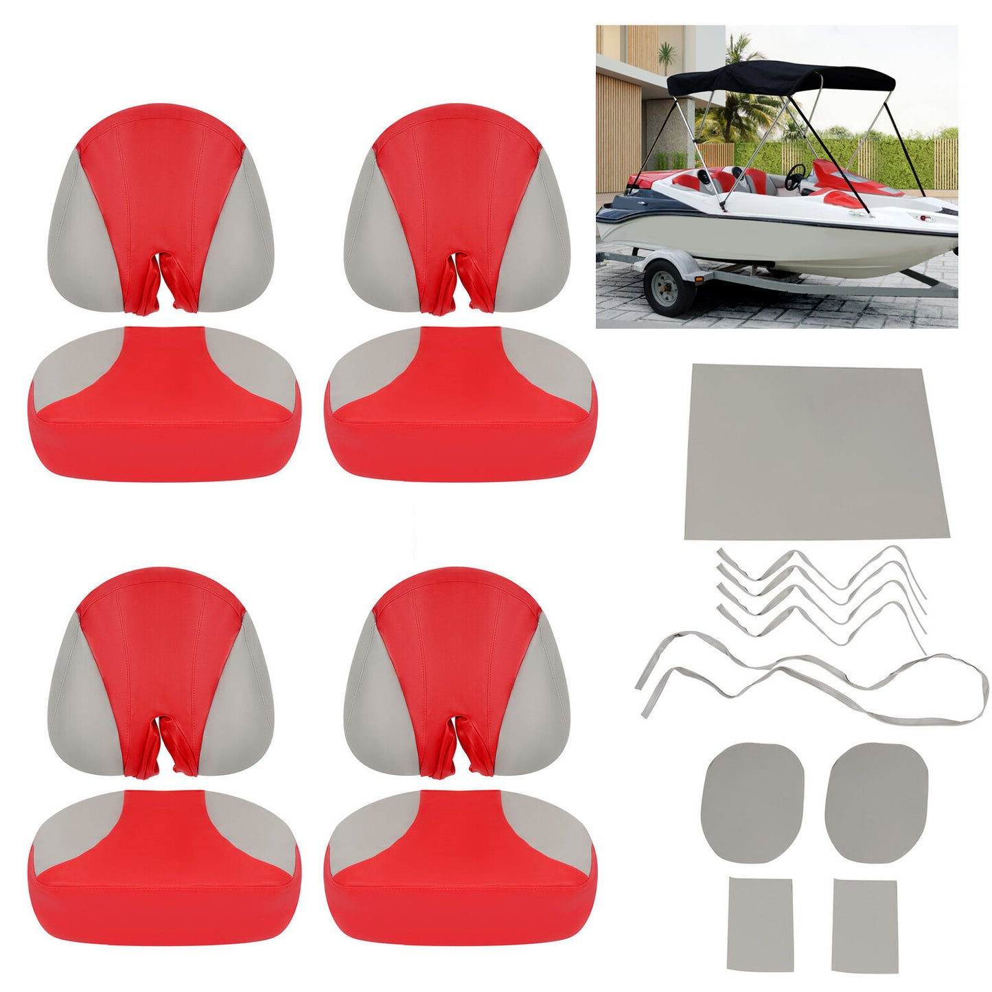 Solid Spare PVC Red Gray Full Set Seat Covers For Sea-Doo Speedster 150 2007-2011 2008 2009