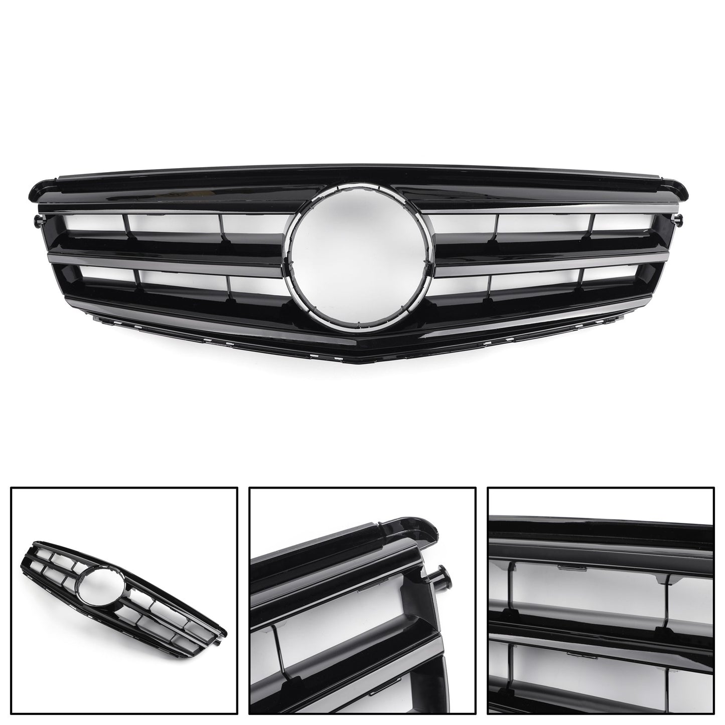 ??Front Bumper Grille For For Benz C Class W204 W/LED Emblem C300/C350 08-14 Blk
