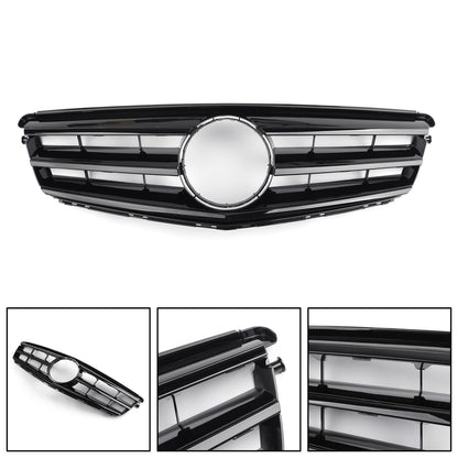 ??Front Bumper Grille For For Benz C Class W204 W/LED Emblem C300/C350 08-14 Blk