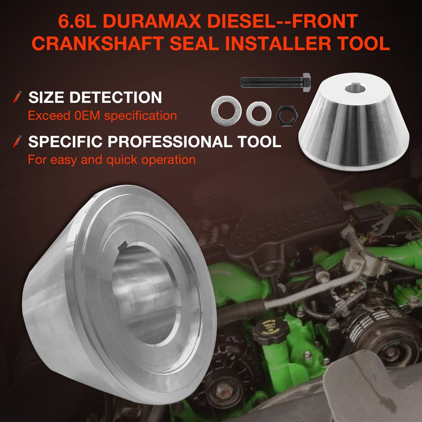 J-44645 Front Crankshaft Seal Wear Sleeve Installer Tool Fits Isuzu 6.6L Duramax