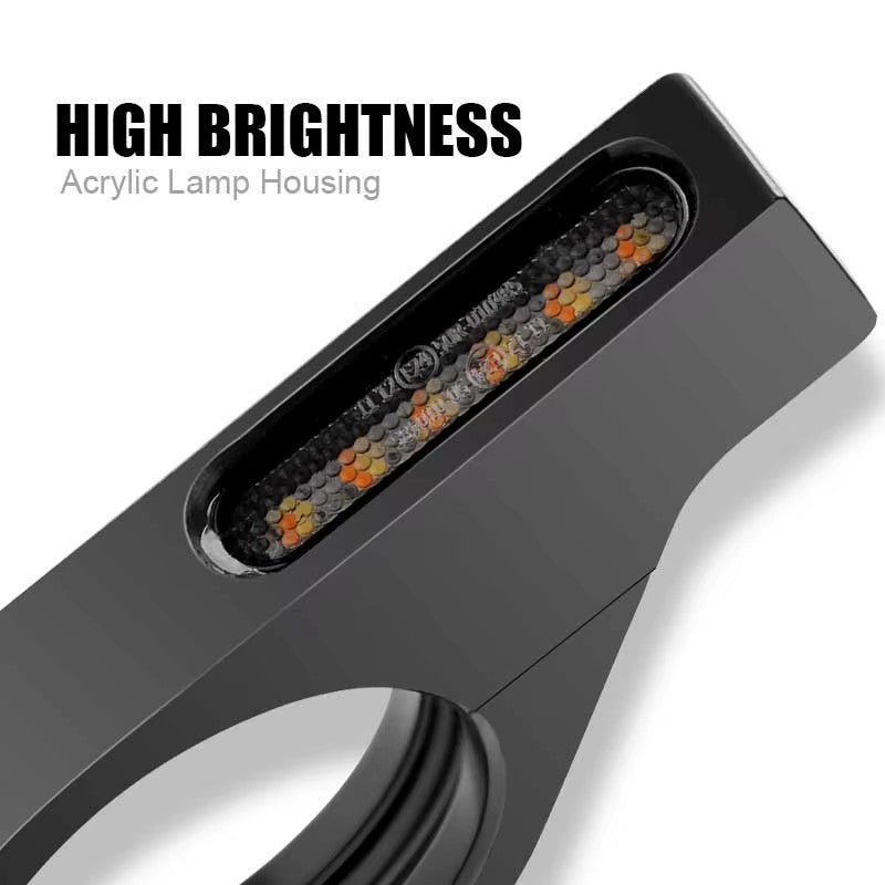 2x Motorcycle Fork Tubes Clamp Amber White LED Turn Signal Blinkers Light 41mm
