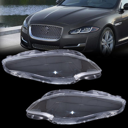 Pair For Jaguar XJ XJL 2010-2019 Front Headlamp Headlight Lens Cover Shell Clear