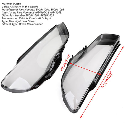 Left & Right Pair Headlight Cover Headlamp Lens For Audi A3 2013-2016 Clear USA