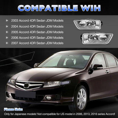 Fog Light Lamps Assembly For Honda Accord 2003-2007 Sedan w/ Bulbs & Harness Kit