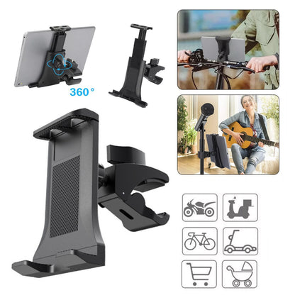 4.7-12.9" Tablet Phone Holder for Mic Stand Bike Treadmill Motorcycle iPad Mount