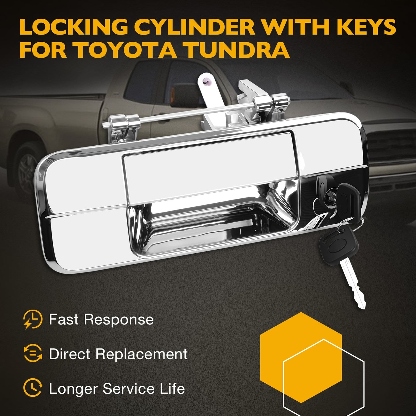 Tailgate Latch Handle w/ Lock Cylinder & Key For 07-13 Toyota Tundra 69090-0C040