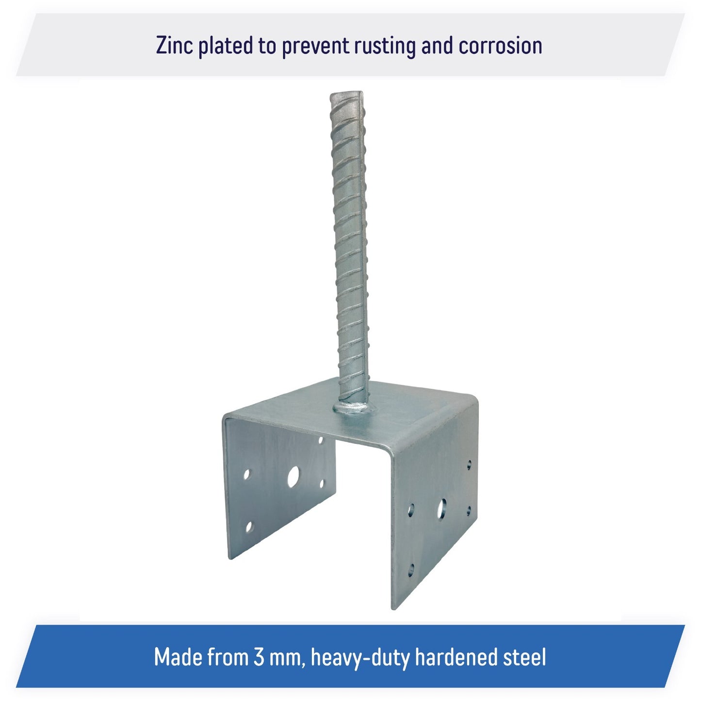 U Shaped 6x6 Deck Post Concrete Anchor Spike Fence Base, Zinc Plated (4)
