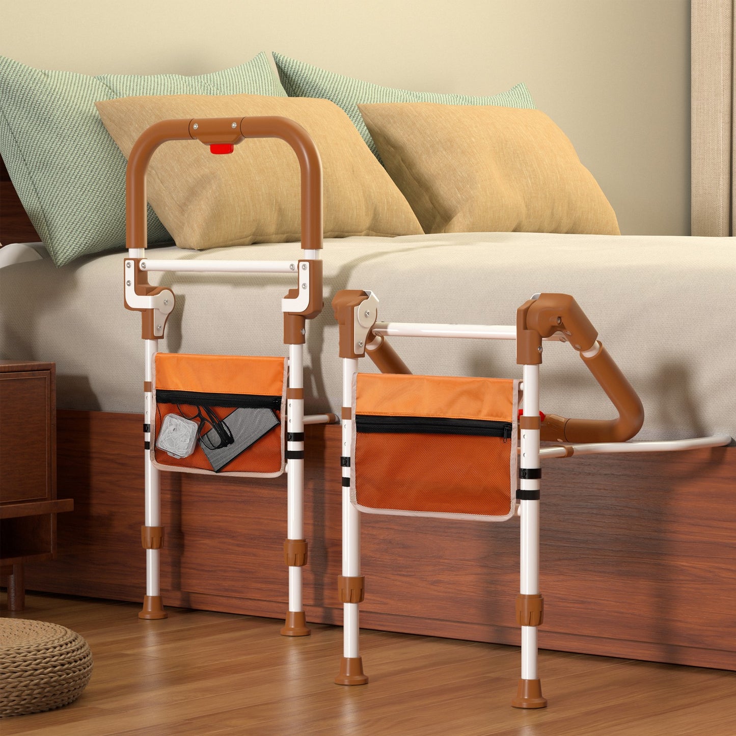 Foldable Bed Assist Rail w/ Pouch, Adjustable Height, 350LBS Support