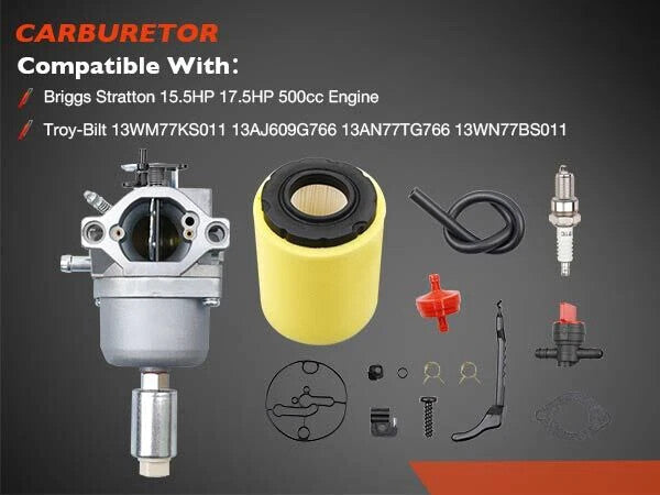 Carburetor Carb For 42" Troy Bilt Pony Mower 13wm77ks011 w/ 15.5 HP B&S Engine