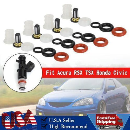 4X Fuel Injectors Repair Filters O-Rings Fit Acura RSX TSX Fit Honda Civic