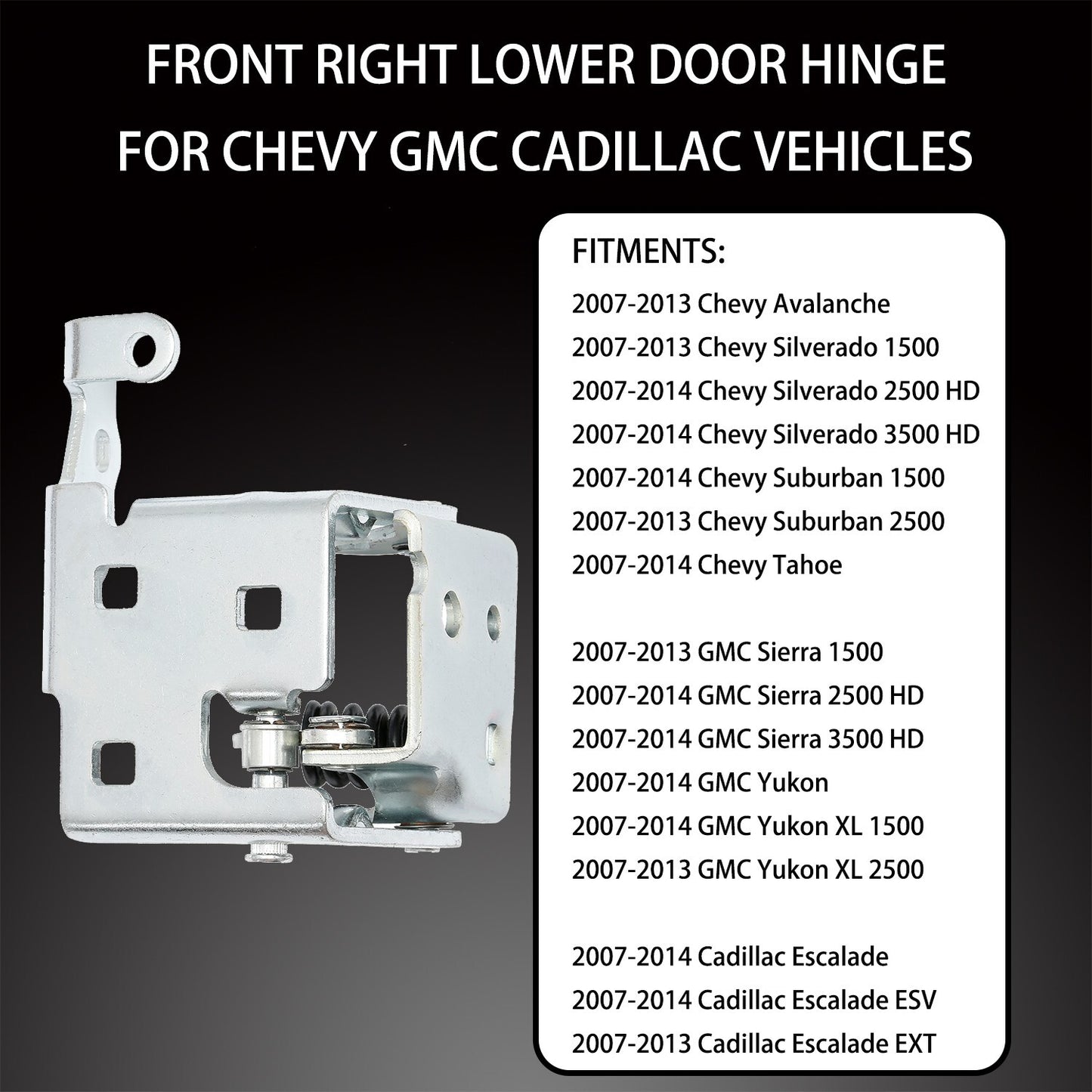 Lower Door Hinge Front Right Passenger Side for 07-14 Chevy Silverado GMC Sierra