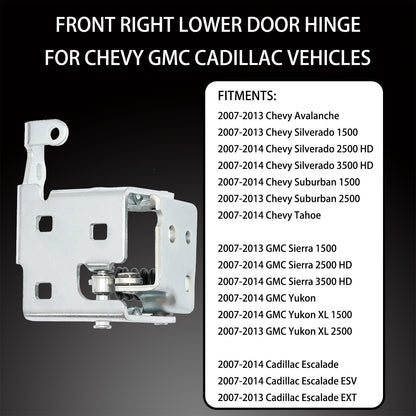 Lower Door Hinge Front Right Passenger Side for 07-14 Chevy Silverado GMC Sierra