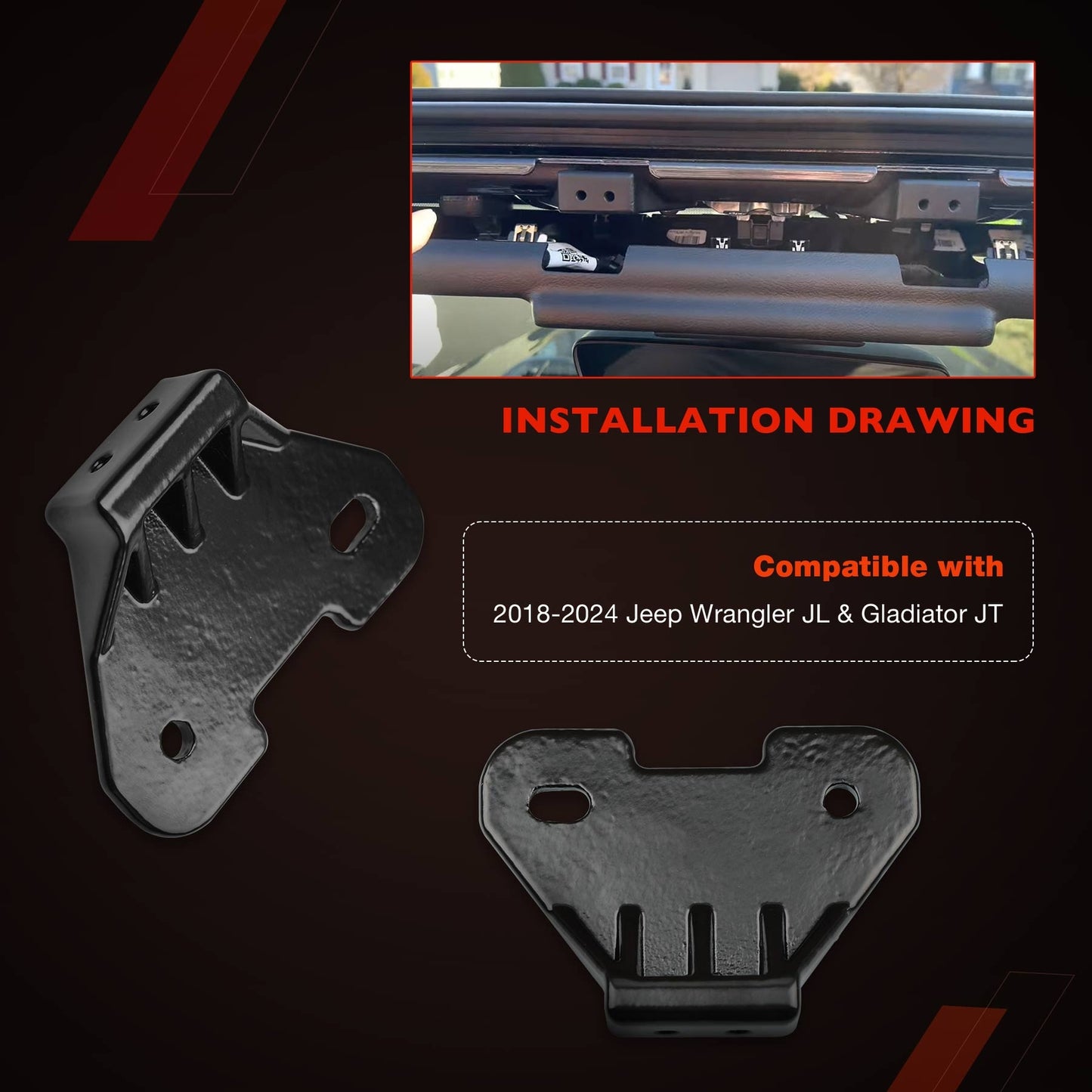 Hard Top Mounting Brackets Kit For 2018-24 Jeep Wrangler JL JLU 4Xe Gladiator JT