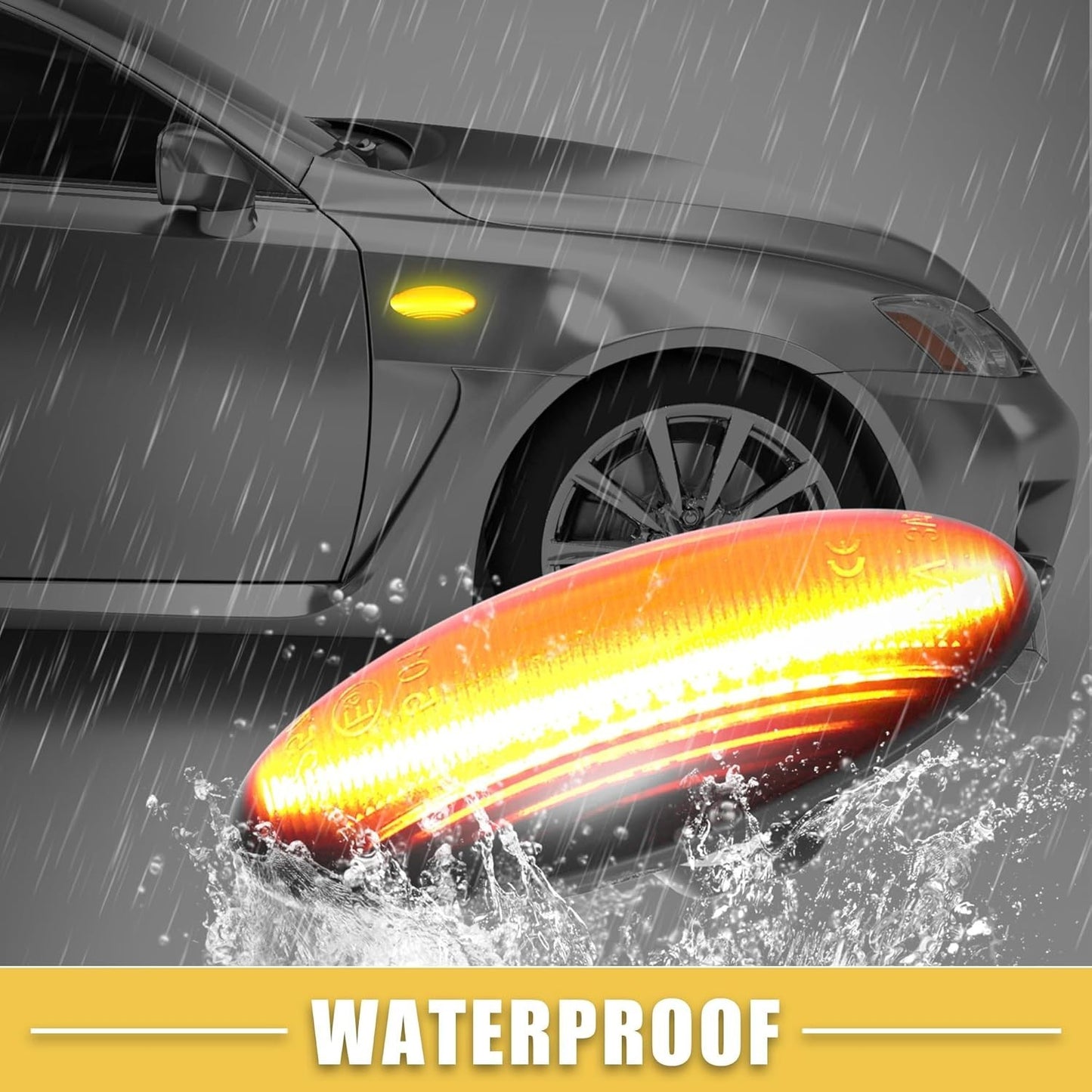 For Toyota Yaris Hatchback XP90 Black Lens Amber LED Signal Side Marker Lights