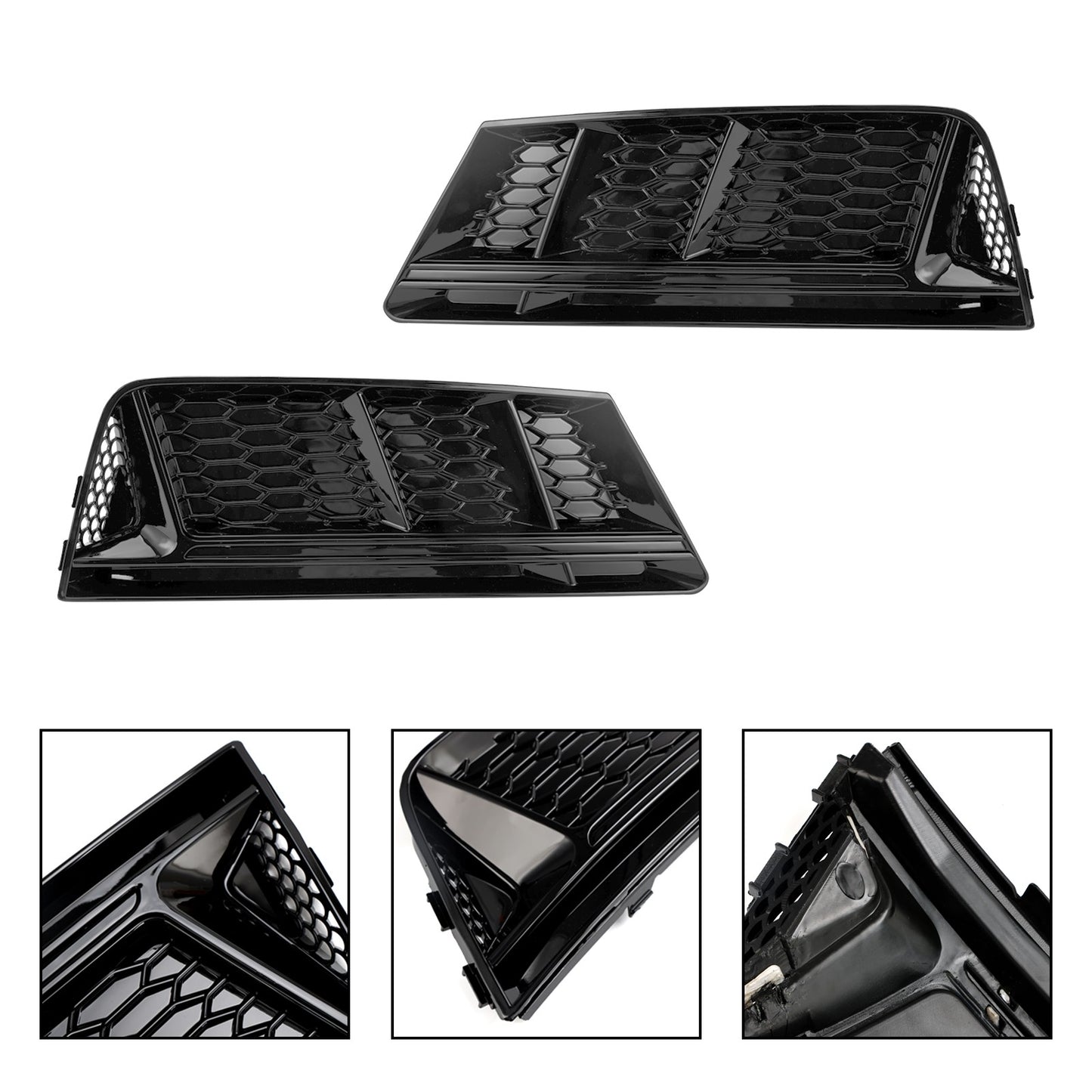 Front Fog Light Grill Lower Bumper Grille Chrome Fits For AUDI A4 B9 2016-2018