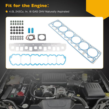 VS50458R 4.0L Engine Cylinder Head Gasket Set Fit 1999-06 Jeep Wrangler Cherokee