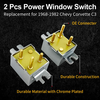 2X Power Window Switch Left & Right Side for 1968-1982 Chevy Corvette C3 1725109