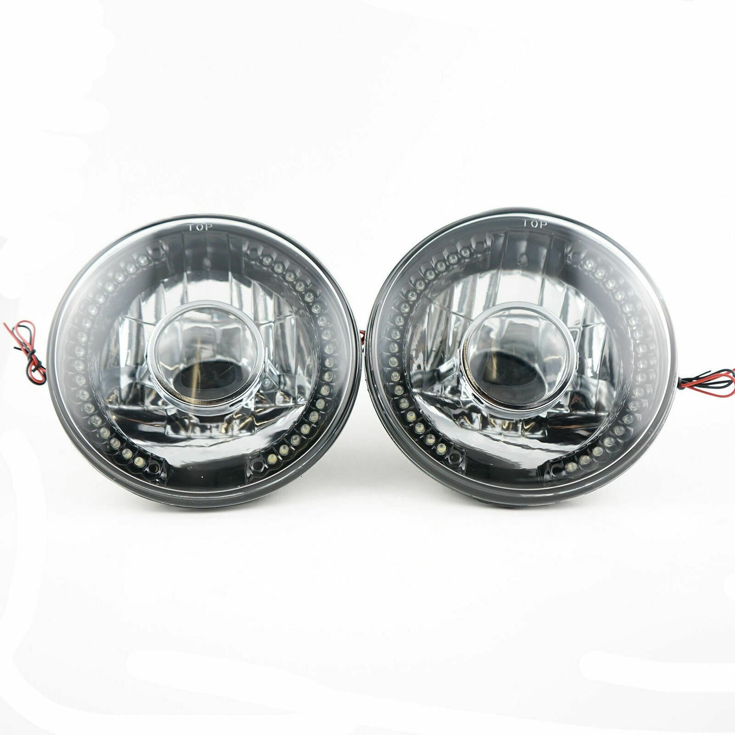 2Pcs 7" inch Round LED Headlights White Halo For Mazda Miata MX-5 MX5 1990-1997
