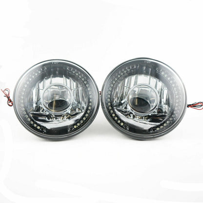 2Pcs 7" inch Round LED Headlights White Halo For Mazda Miata MX-5 MX5 1990-1997