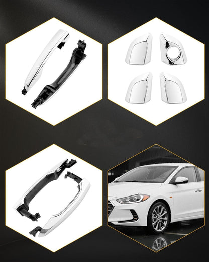 4X Exterior Door Handles w/ Lock Cylinder Kit Fit 2017-20 Hyundai Elantra Chrome
