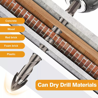 Tungsten Steel Drill Bit Set Triangle Four-blade 3mm-12mm for Tile Glass Marble