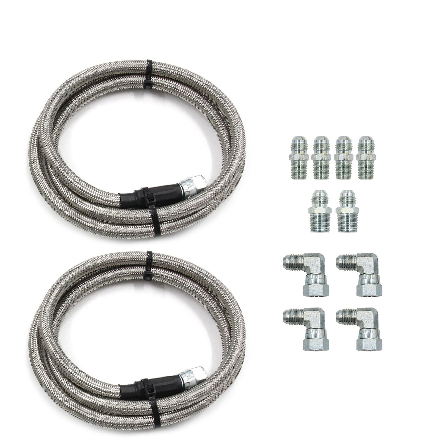 52" Length SS Braided Transmission Cooler Hose Lines For TH350 700R4 TH400