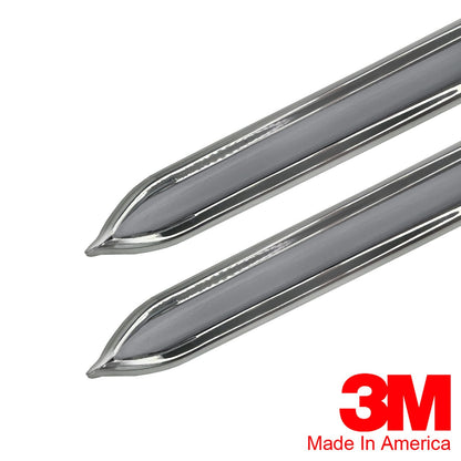 Vintage Style 5/8" Silver & Chrome Side Body Trim Molding - Formed Pointed Ends