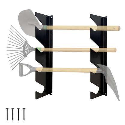 Garage Shed Tool Organizer Wall Mount Racks for Shovels and Rakes, Steel (1 Set)