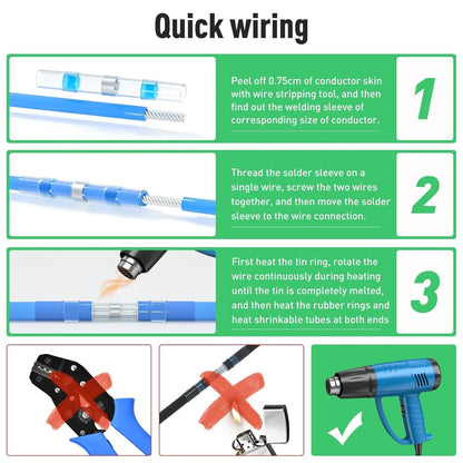 340PCS Waterproof Heat Shrink Solder Seal Sleeve Butt Terminals Wire Connectors