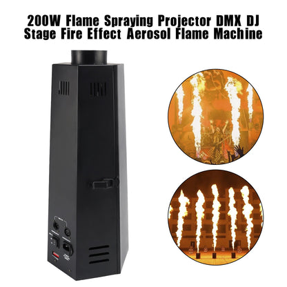 200W Flame Spraying Projector DMX DJ Stage Fire Effect Aerosol Flame Machine