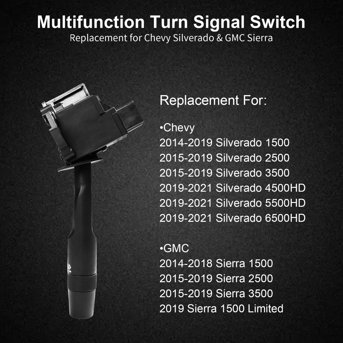Turn Signal Wiper Hazard Switch for 2014-2021 Chevy Silverado GMC Sierra & More
