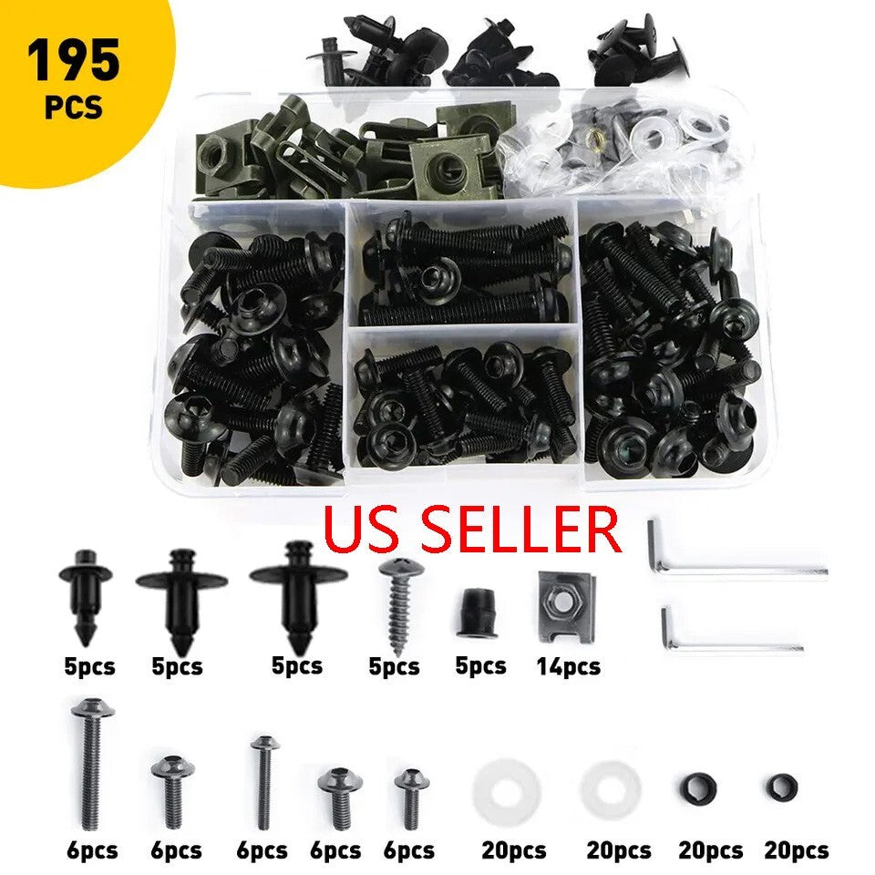 Black Complete Fairing Bolt Screws Kit For Kawasaki Ninja ZX6R 7R ZX9R ZX12R EOA