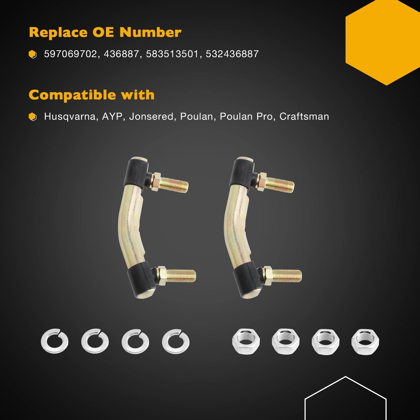 Adjustable LH/RH Steering Drag Link Set w/ Gear Caps For Craftsman Husqvarna AYP