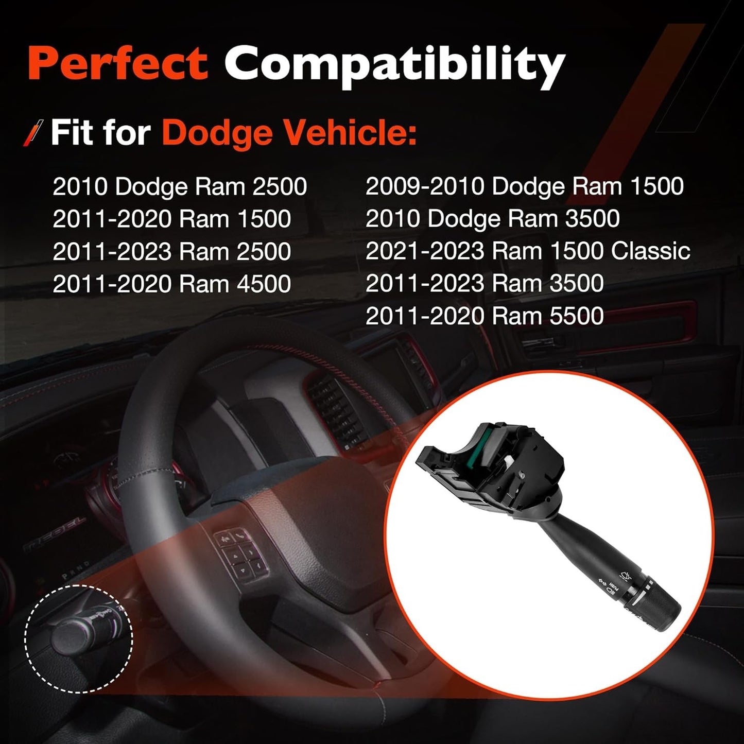 56046114AD Turn Signal Dimmer Wiper Switch For 2009-23 Dodge Ram 1500 2500 3500