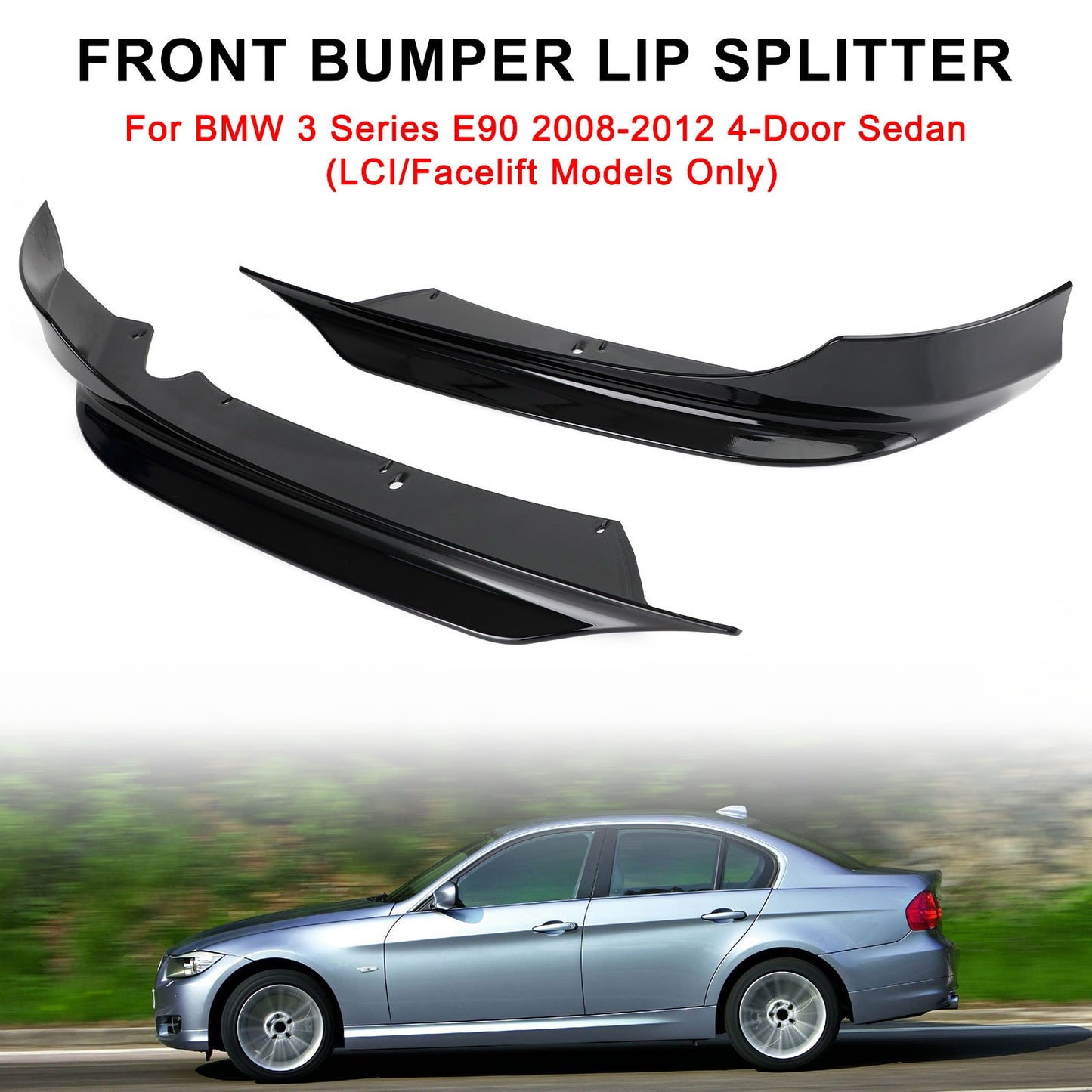 Front Bumper Lip Splitter Spoiler Fit BMW 3 Series E90 2008-2012 LCI PP*