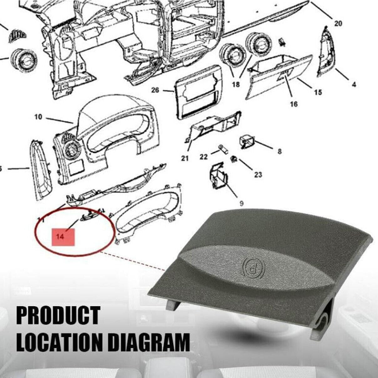 1CM30XDHAA Parking Brake Release Handle For DODGE DAKOTA 2005-2007 DURANGO Black