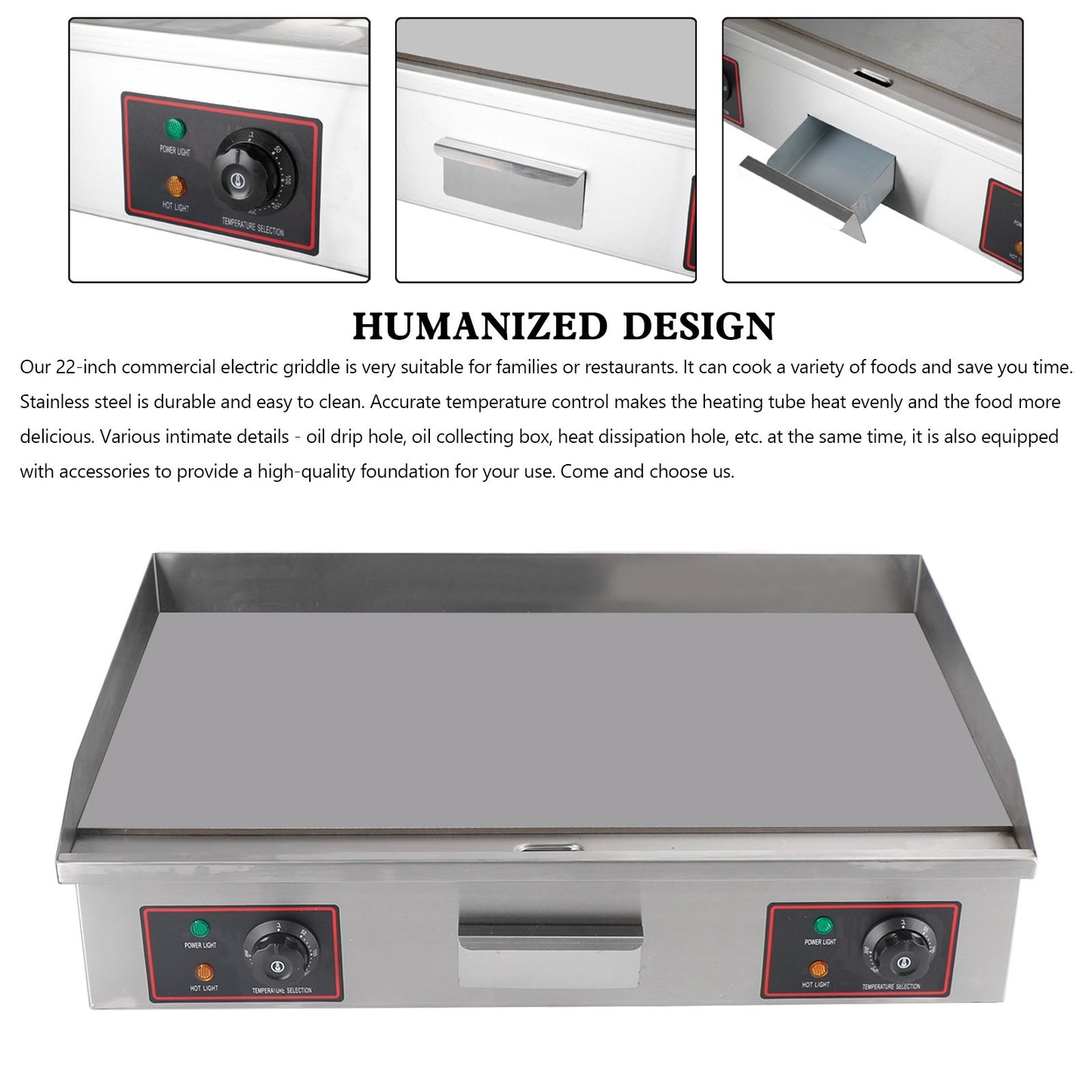 30" Commercial Electric Griddle Countertop Griddle Grill Countertop Grill 4400W