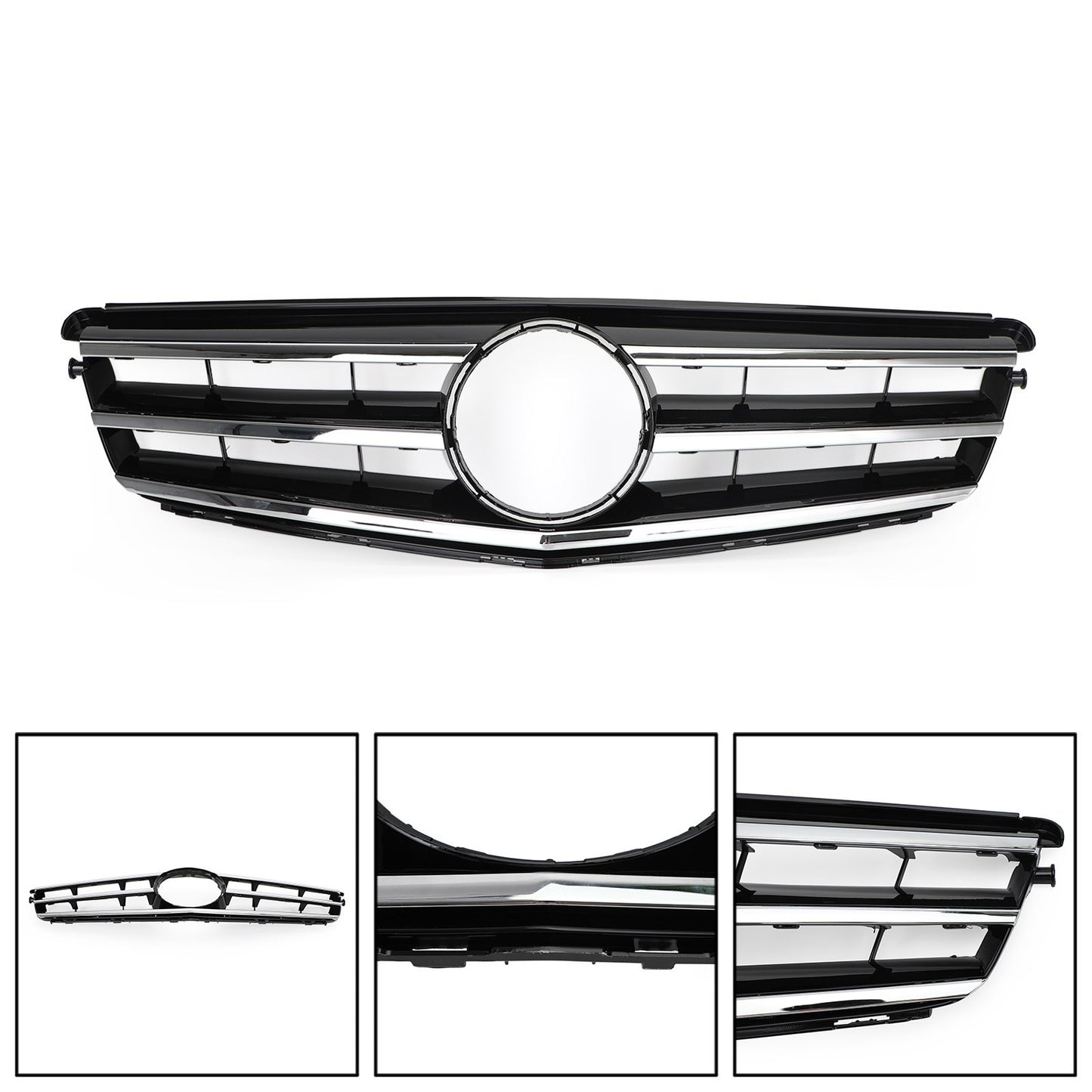LED Black Chrome Front Grill Grille Fits Benz C Class W204 C300 C350 2008-2014·
