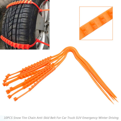 10PCSnow Tire Chain Anti-Skid Belt Car TruckUV Emergency Winter Driving USA