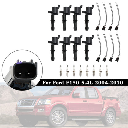 8X lgnition Coil +Spark Plug+Connector FD508  DG511 For Ford F150 5.4L 2004-2010