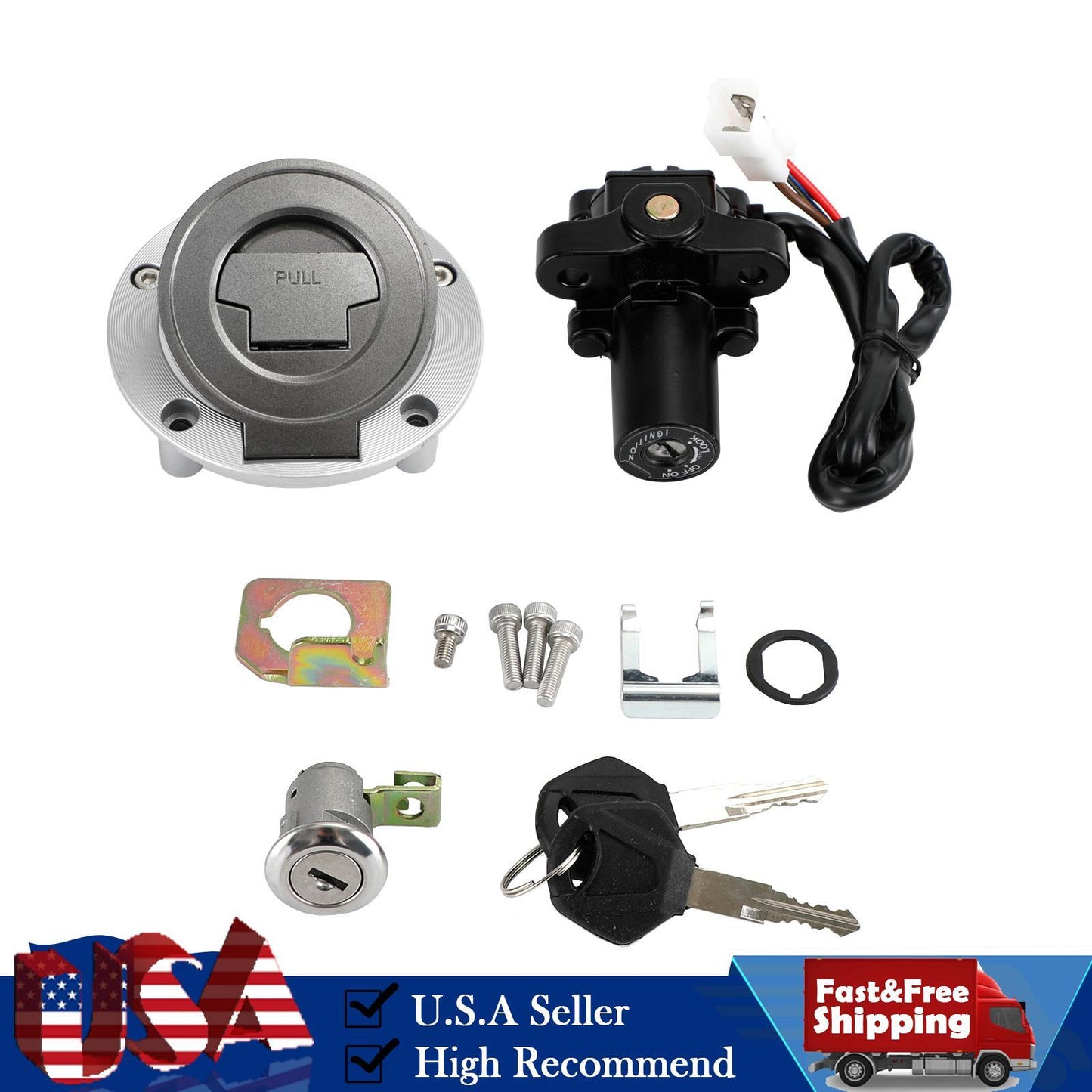 Ignition Switch Gas Cap Seat Lock Set For Yamaha R1 RN12 RN19 RN22 R6 RJ11 RJ15